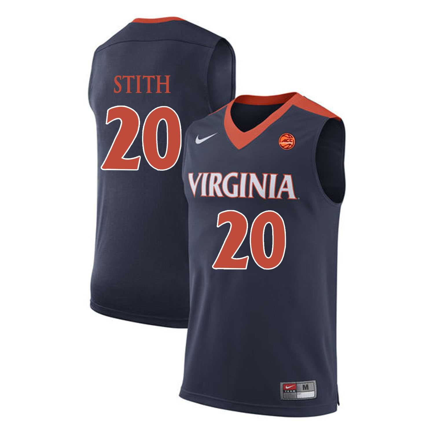Virginia Cavaliers 20 Bryant Stith Navy College Basketball Jersey Dzhi